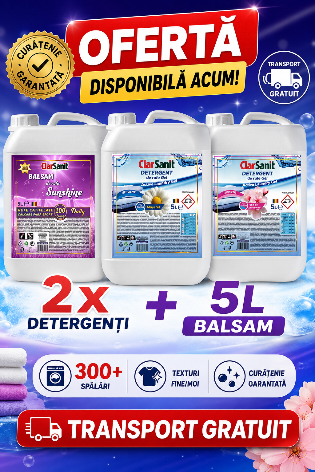 Pachet Promo: 2x Detergent 5L + Balsam 5L