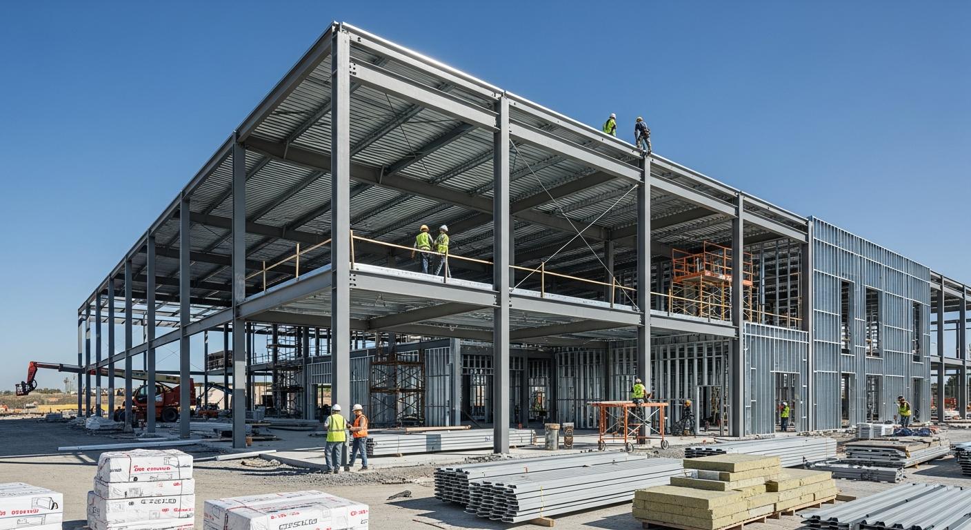 Ironworkers on a structural steel frame