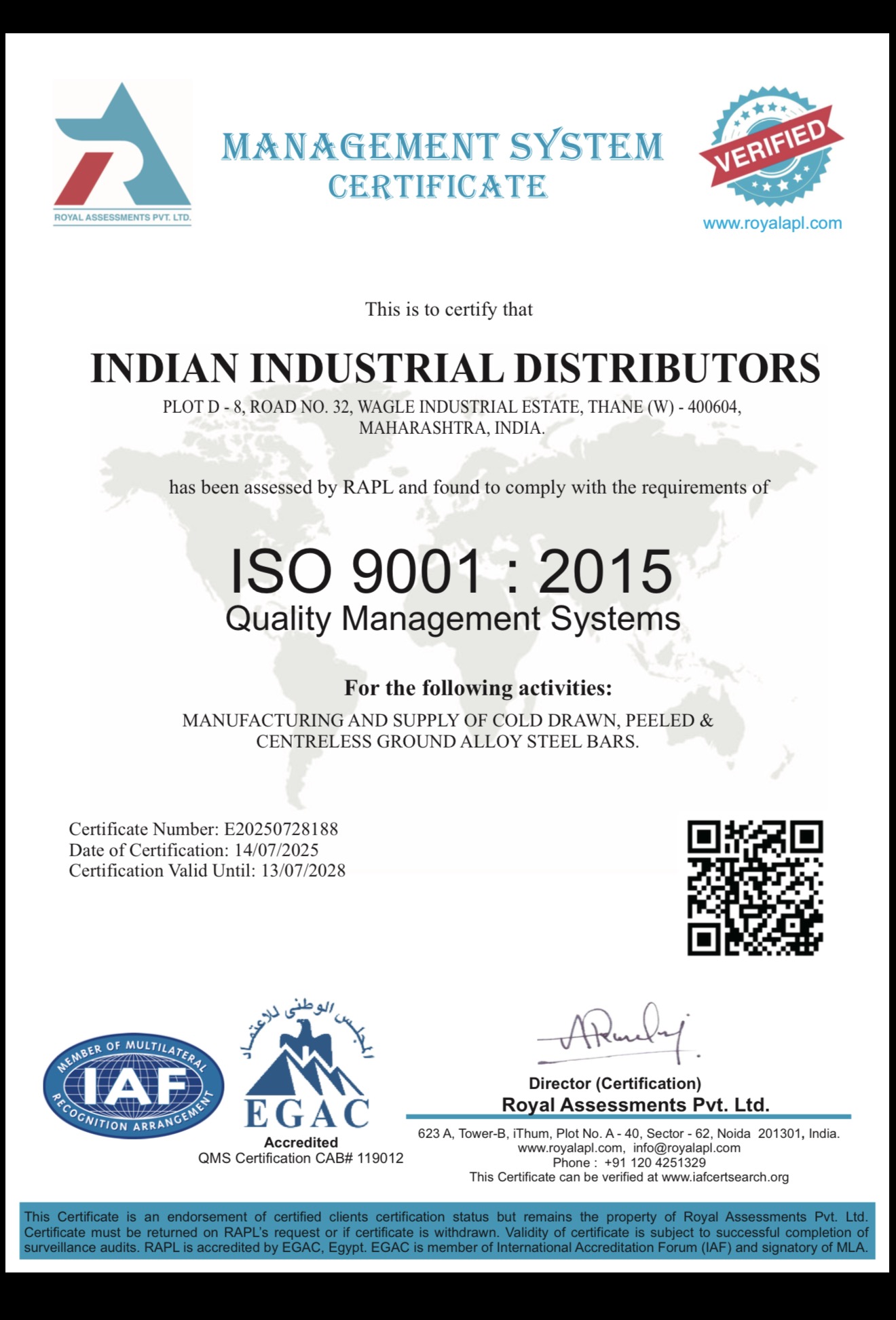 ISO 9001:2015 Certificate
