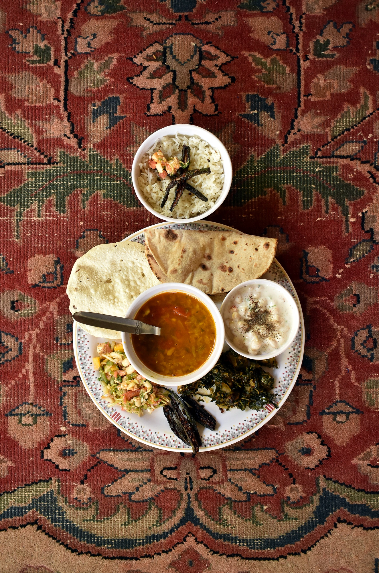 A home-cooked thali served at The Brook