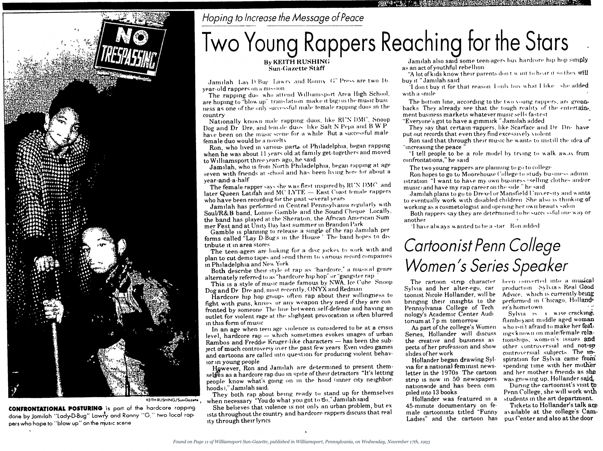 Two Young Rappers Reaching for the Stars — feature on Jamilah “Lay-D-Bug” Lawry