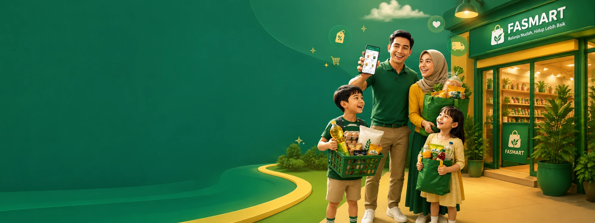 Keluarga belanja di FASMART