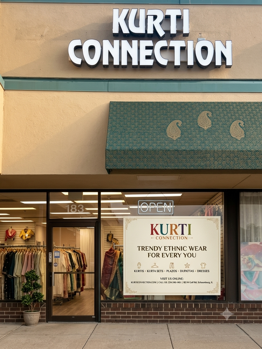 Kurti Connection boutique storefront in Schaumburg, IL
