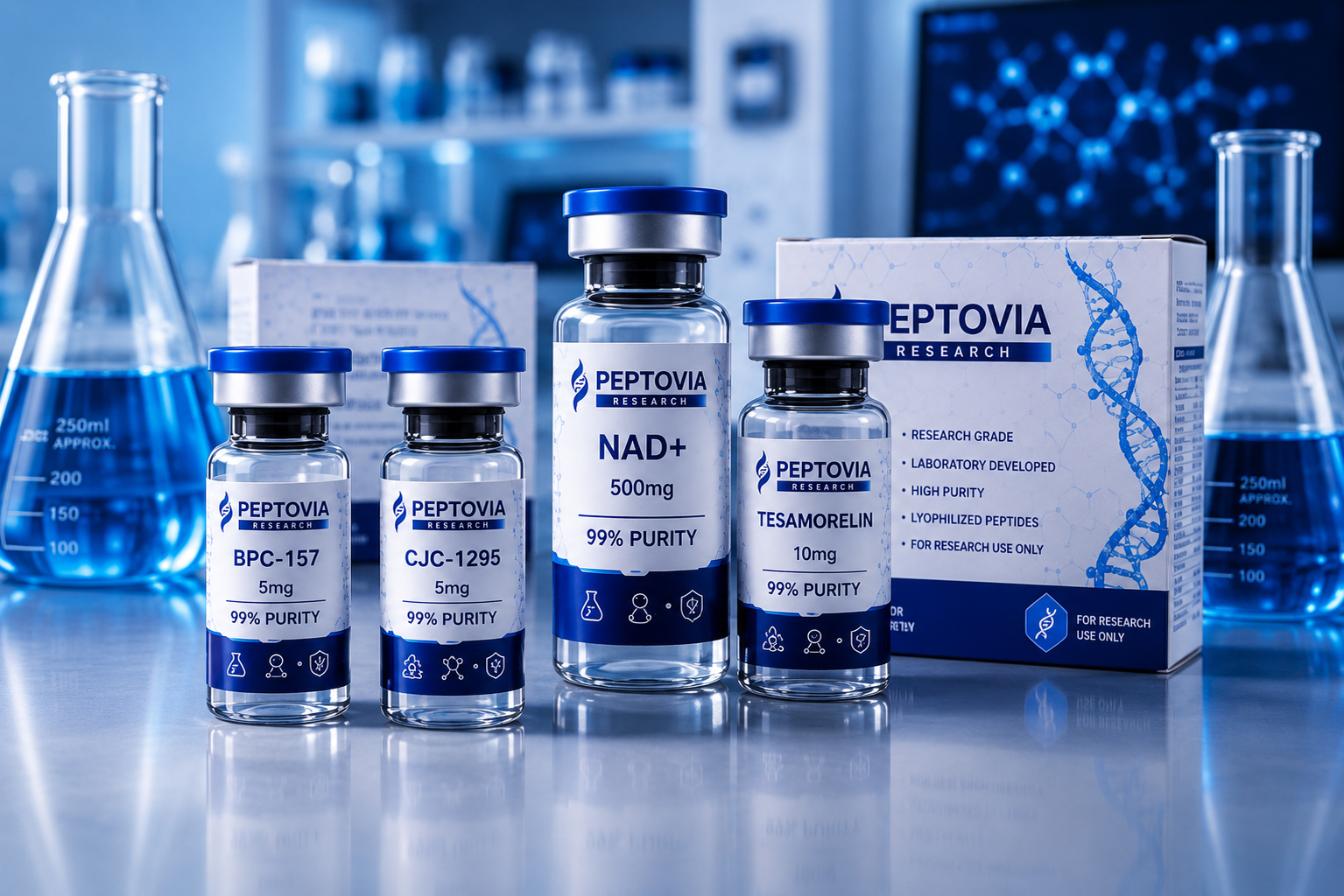 Peptovia Research vial lineup
