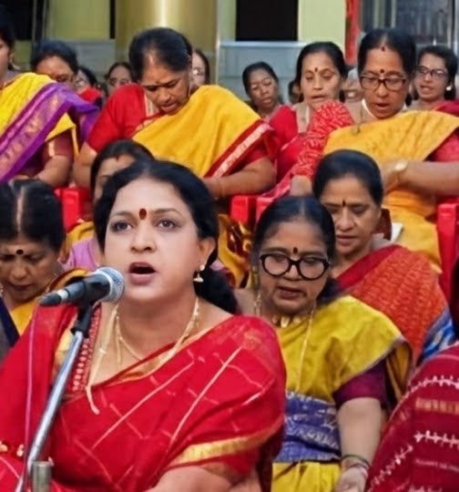 Group parayana recital led at a temple in Bengaluru