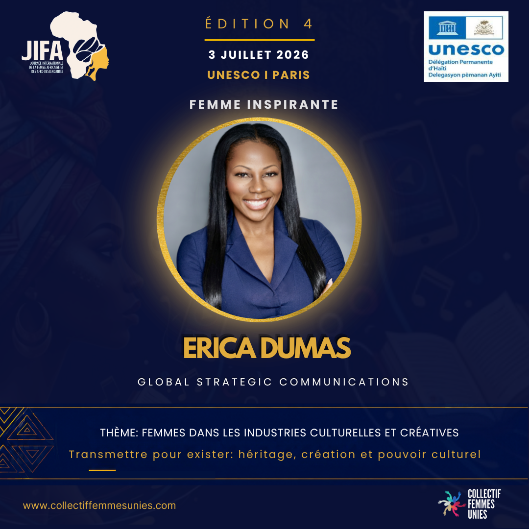 Erica Dumas — 2026 UNESCO / JIFA Femme Inspirante honoree