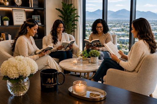 Readers gathered with books by Adlin Morales Aguilú