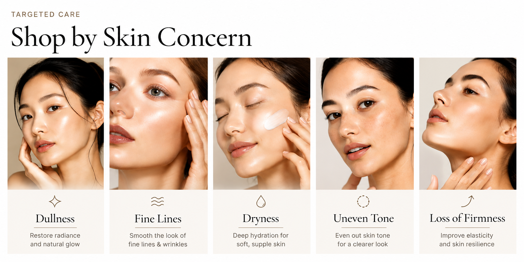 Shop by Skin Concern — Dullness, Fine Lines, Dryness, Uneven Tone, Loss of Firmness