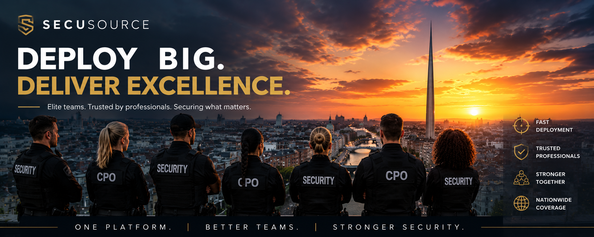 SecuSource · Deploy big. Deliver excellence. Elite teams. Trusted by professionals. Securing what matters.