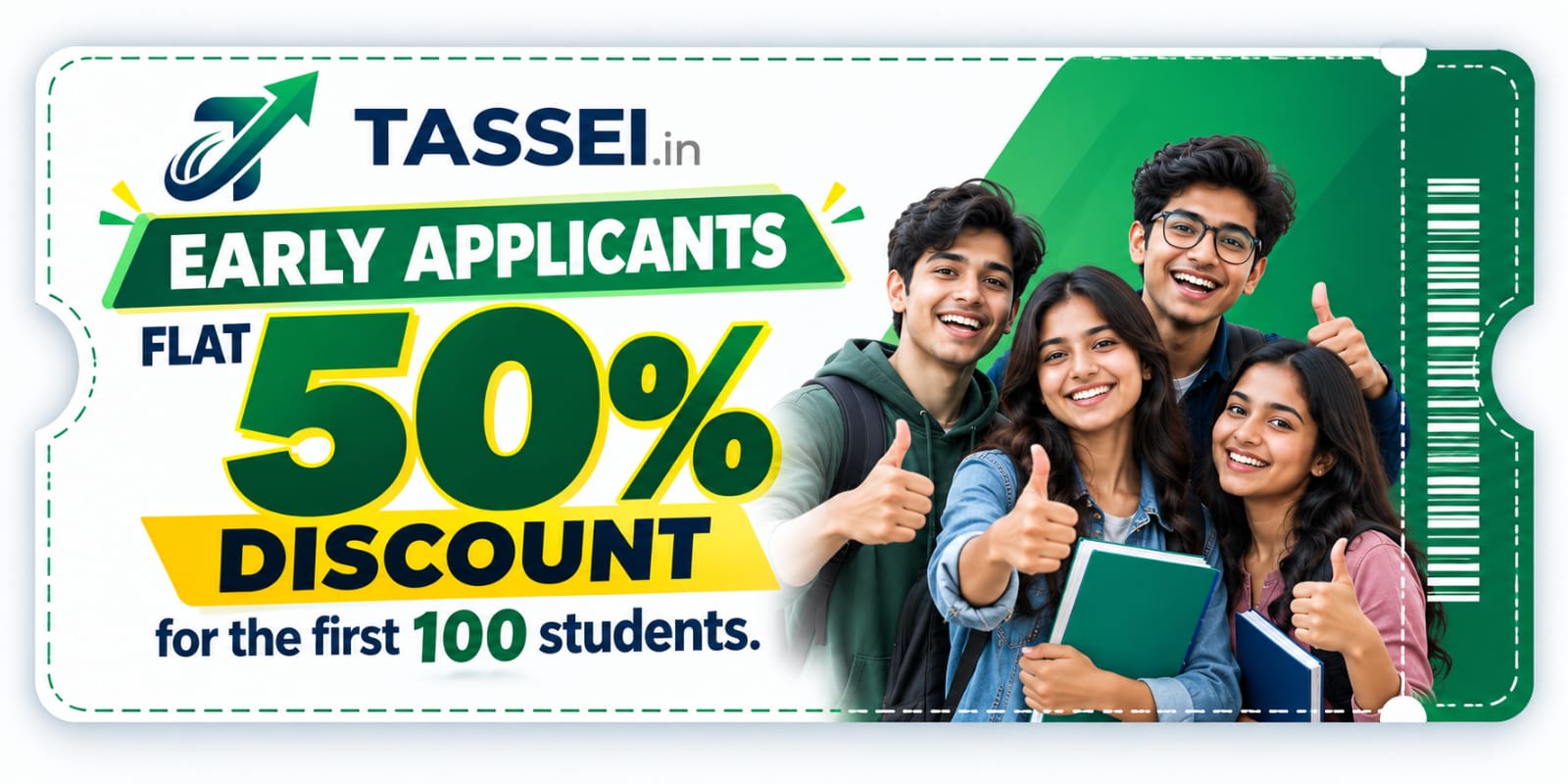 TASSEI.in launch celebration — Flat 50% discount coupon