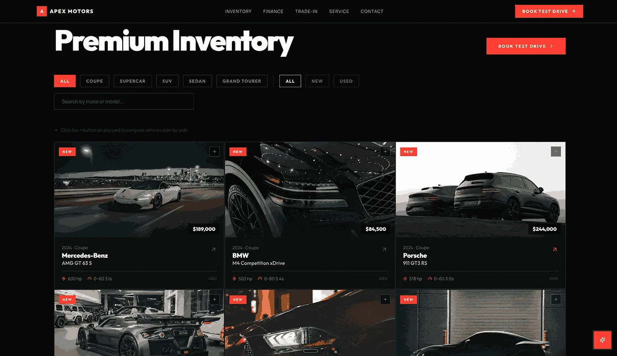 Apex Motors website designed by Yugiq