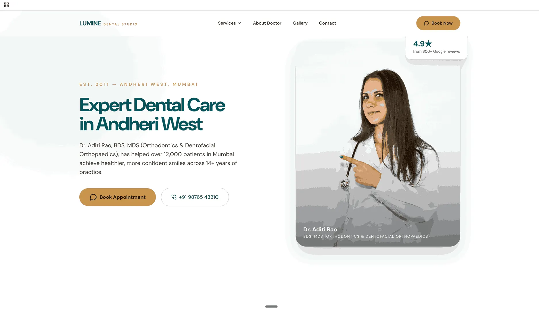 Lumine Dental website designed by Yugiq