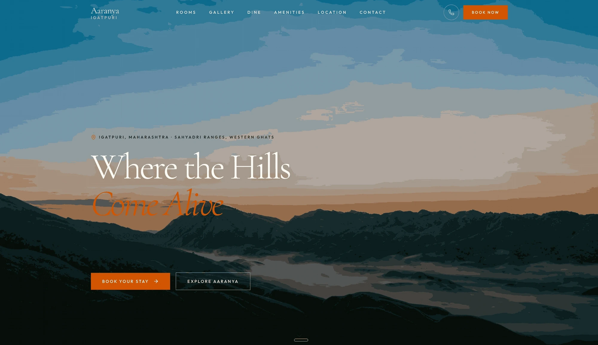 Aaranya Igatpuri website designed by Yugiq