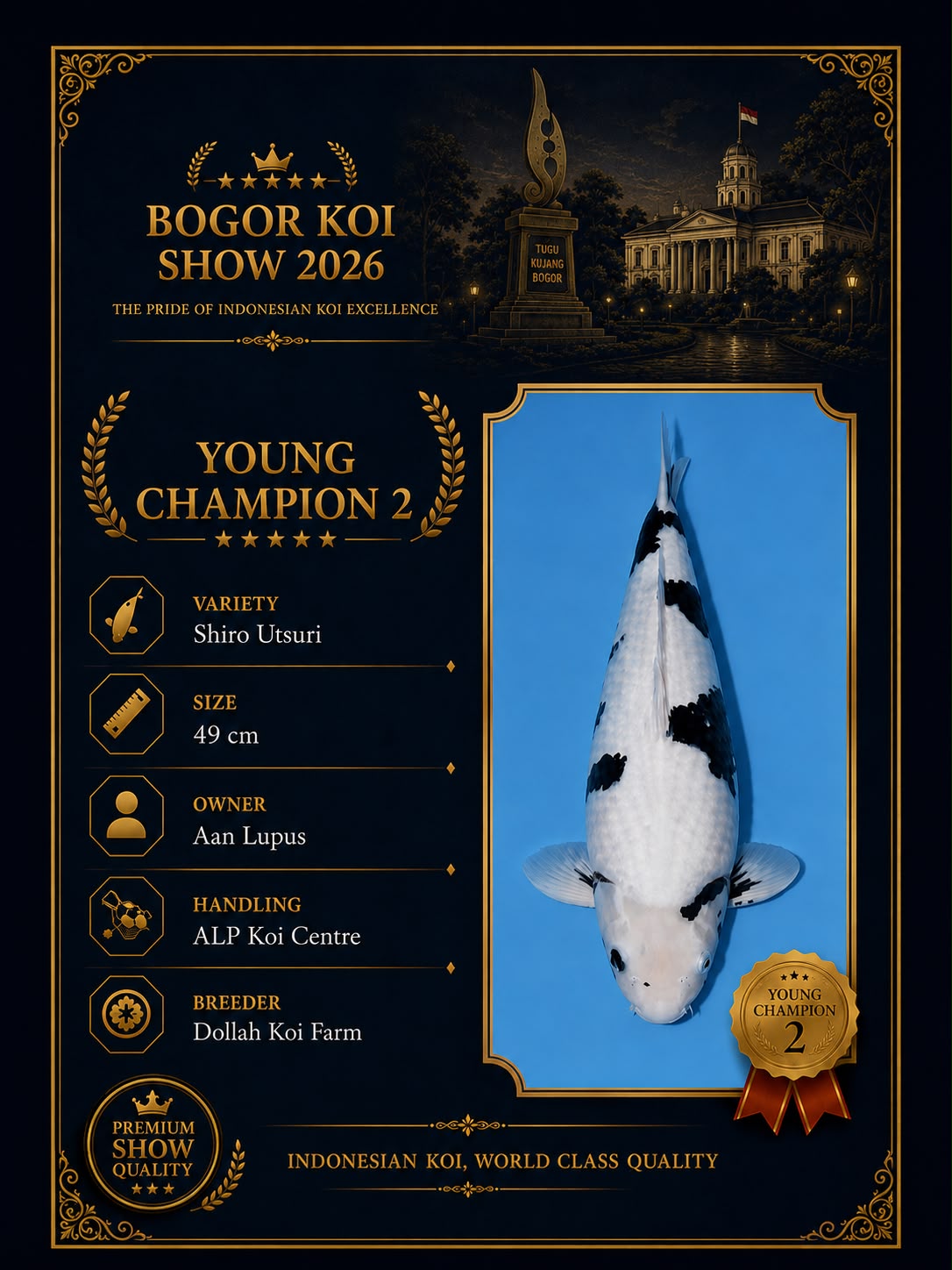 Shiro Utsuri 49cm - Young Champion 2 - THE LEGEND - Bogor Koi Show 2026